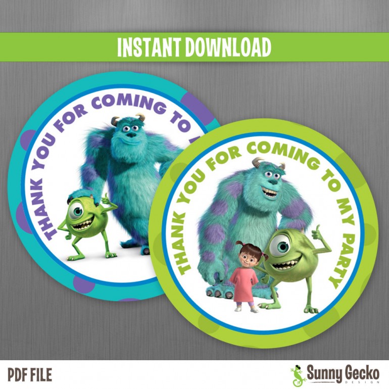 Monsters Inc. Birthday Favor Tags